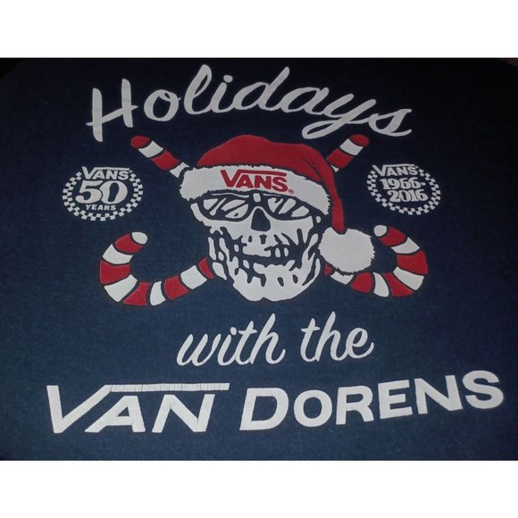 Van Van Doren's Men's Christmas Graphic Tee 2XL Navy Red White - Picture 3 of 4